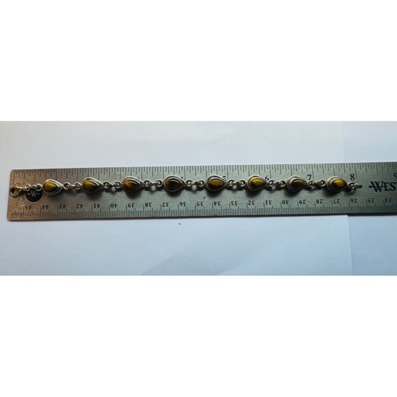 Estate Sterling Silver 925 Jonben Tiger Eye Designer Bracelet 8" 16.05g - Picture 4 of 9